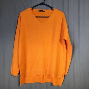 CCK Style V-Neck Wool Sweater Pullover Orange Women's 42 Large